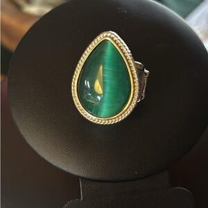 paparazzi Teardrop Green moonstone Silver-Tone Ring